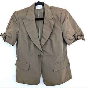 Armani Collezioni Blazer Short Sleeve Blouse Safari Army Style Sz 8 Army Green